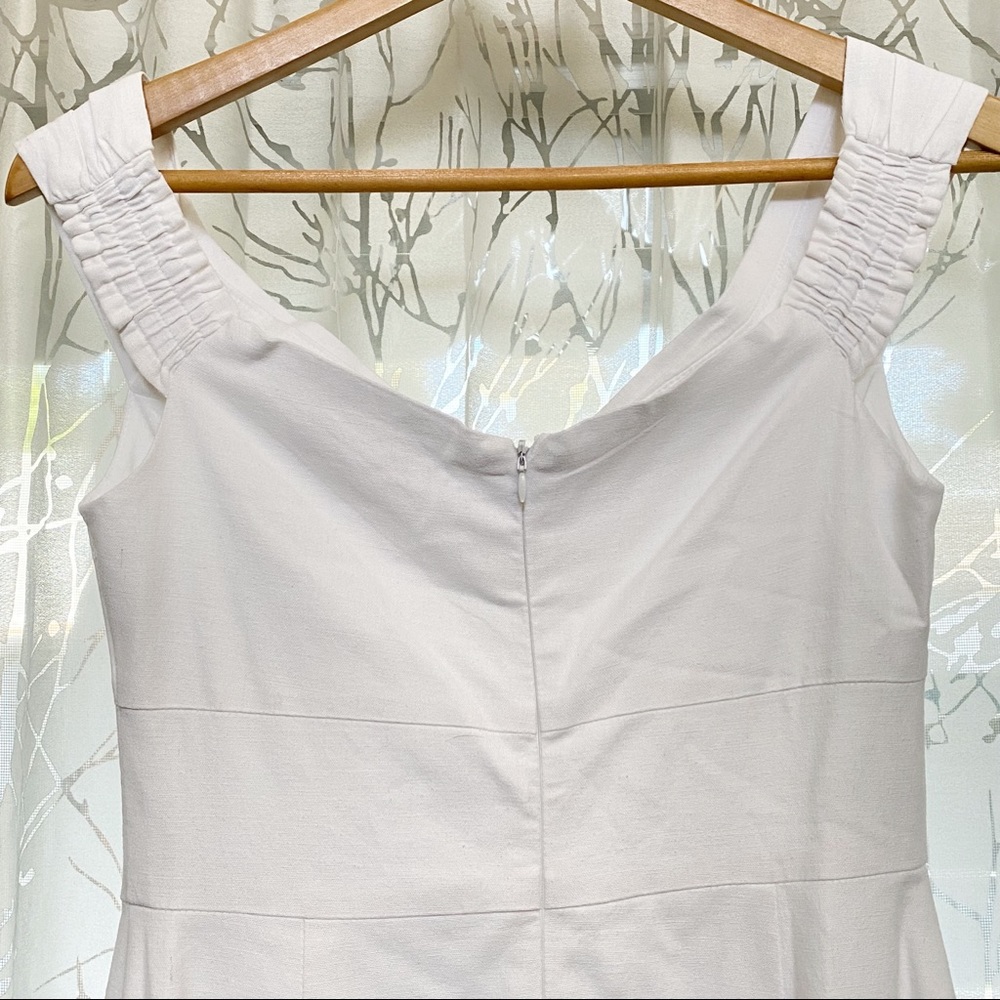 WAYF Genoa off the shoulder white linen ruffle high low hem asymmetrical dress - Picture 8 of 13